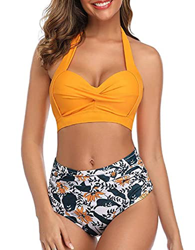 CMTOP Bikini Mujer 2021 Push up Cuello Halter Conjuntos de Bikinis Dividido Traje de Baño de Dos Piezas Sexy Bikinis Sujetador con Relleno Cintura Alt en oferta