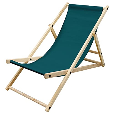 ECD Germany Silla de Playa Madera de Pino 3 Posiciones de Reclinación Plegable Tumbona Tradicional de Sol para Jardín o Balcón Verde Oscuro Impermeabl