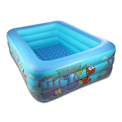 EREAL Bebé Niños Jardín Piscina,Rectangular Piscina Inflable,Fácil De Montar Usar-Resistente Piscina Familiar-Azul 305x180x55cm(120x71x22inch)