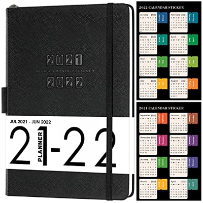 Agenda 2021 2022, agenda 2021 2022, agenda de bolsillo de julio 2021 a junio 2022, con tapas de piel y papeles gruesos, bolsillo interior y 88 páginas