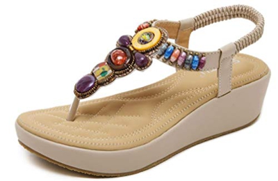 2020 Sandalias Mujer Chanclas Tacon de Cuña Plataforma del Verano Cómodos Zapatos Bohemias Las Sandalias Planas
