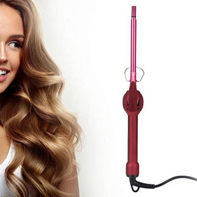 Rizador de Pelo de 9mm, Plancha Rizadora Barril de Cerámica Delgado Tenacillas de Pelo Curling Wand Ajuste de Temperatura de 6 Marchas con Gran Pantal