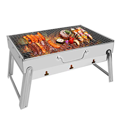 E-More Barbacoa Portátil, Barbacoa de Carbón de Acero Inoxidable con Rejilla Portátil Plegable Barbacoa de Exteriores para BBQ, Jardín, Picnic, Campin precio