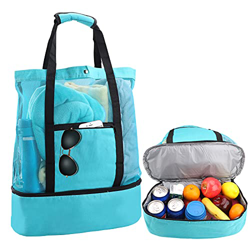 TSLBW Bolsa Grande de Malla para la Playa, portátil, de Doble Capa, de Malla, para Picnic, refrigerador, Organizador de comestibles al Aire Libre, Via precio