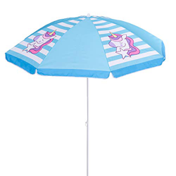 LOLAhome Sombrilla Playa de Unicornio Anti UV Azul de Aluminio, de ø 180 cm características