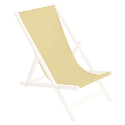 Tapicería de Recambio para Tumbona de Madera, 100% poliéster, Plegable, diseño de Beige Crudo [119]