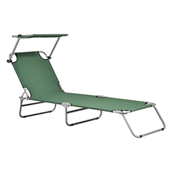Tumbona Plegable Argozelo 186 x 55 x 24 cm con Techo Parasol Toldo Acero hasta 110 kg Hamaca de Playa Asiento para Jardín Silla Reclinable Piscina Ver características