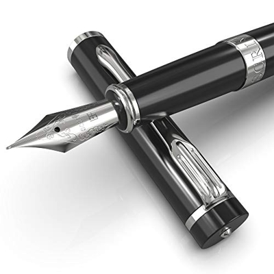 SCRIVI PENS Juego de pluma estilográfica [Punta extrafina], Colección Clásica; Obsequio Caso; 2 cartuchos de tinta, Convertidor de recarga de tinta, C