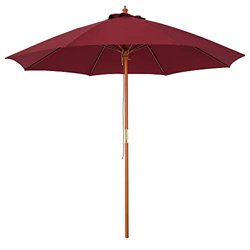 Outsunny Sombrilla Parasol con Poste Desmontable de Madera Ángulo Ajustable Ventilación Sistema de Polea para Exterior Jardín Patio Piscina Terraza Ø2 en oferta