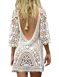 heekpek Vestido Playa Mujer Pareos Traje de Baño Bikini Camisola Playero Mangas Largas Cuello en V Hueco Borlas Pareos Ganchillo Boho Encaje características