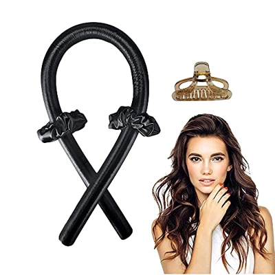 Heatless Curler,Varilla para Rizar sin Calor,Rizadores de Pelo Sin Calor,Silk Hair Curler,Para Rizar el Pelo Corto,Herramientas de Peinado（Negro）
