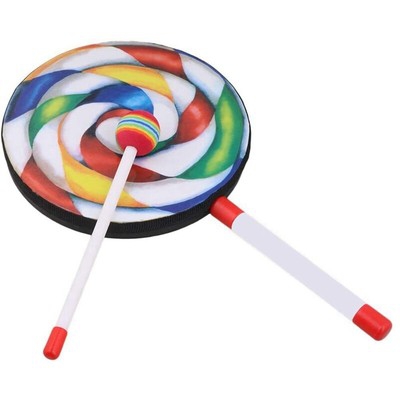 Tambour en Forme de Sucette de 8 Pouces avec Maillet Arc-En-Ciel Instrumentument