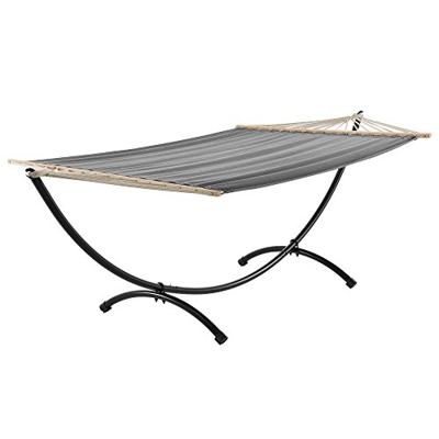 casa.pro] Hamaca XXL con Soporte (Gris) (150 x 300 cm) Conjunto Completo Superficie para tumbarse
