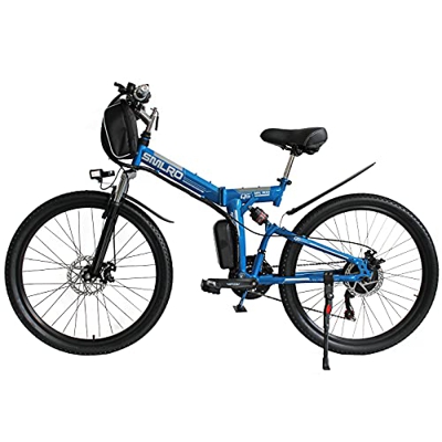 Hyuhome Ebikes para Adultos, Bicicleta Plegable eléctrica MTB Dirtbike, 26" diseño Impermeable 48V 10Ah 350W IP54, fácil Almacenamiento Plegables Bici