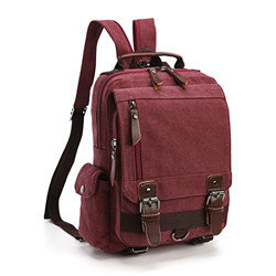 LOSMILE Mochila Hombres Mujer Lona Bolso de Bandolera La Bolsa de Mensajero Bolsa de Lona Bolsa de Hombro Messenger Bag Backpack. (Púrpura) características