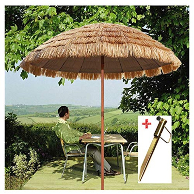 YYQ SHOP Hawaii Sombrilla de Jardín Anti Viento Inclinación Parasol de Paja Redonda protección Solar UV50+,Grande y Estable,para Piscina Backyard,Desm