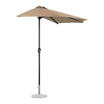 Uniprodo Sombrilla De Media Pantalla Parasol Semicircular Uni_HALFUMBRELLA_R300TA (Pantalla DE 270 x 135 cm, Protección UV/UPF 50+, Color Topo)