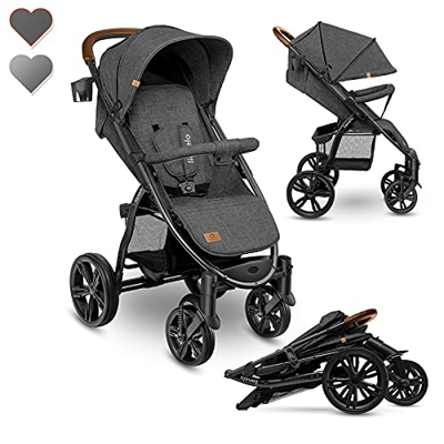 Lionelo Annet Silla de Paseo 58 x 86,5 x 110 cm Para niños hasta 22 kg 0-48M Ajuste del respaldo hasta posición horizontal Capucha XXL Plegable fácil 