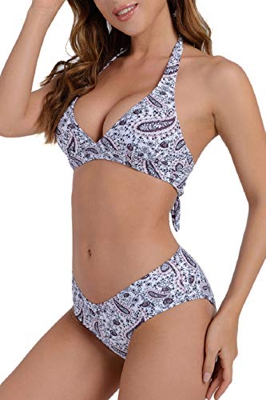 Voqeen Conjuntos de Bikinis para Mujer Push Up Bikini Triángulo Suave Acolchado Tops y Braguitas Conjuntos Bañador Trajes de baño Adecuado Viajes Play
