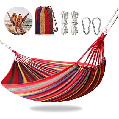 Gohytal Hamaca de jardín, portátil, doble hamaca de exterior, para camping, viajes, duradera, hamaca para viajes, camping, jardín, playa, soporta hast