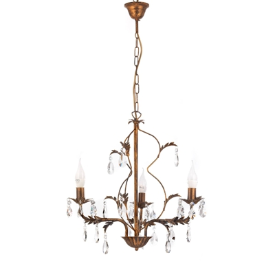 Lámpara de araña Teresa con cristales, 3 luces