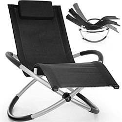 tillvex Tumbona Plegable para Playa, Jardín | Silla Mecedora para Terraza - Reclinable y Regulable | Soporta hasta 180 kg | Impermeable (Negro) precio
