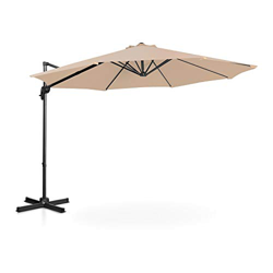 Uniprodo Sombrilla Tipo Semáforo Parasol Colgante Uni_Umbrella_2R300CR (Pantalla Redonda, Ø 300 cm, Giratoria, Color Crema) en oferta