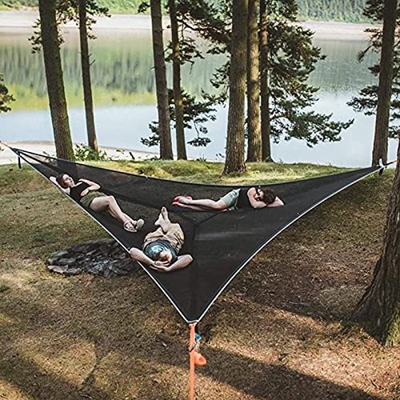110.24inch Camping hamaca, gran árbol triangular hamaca portátil 3 persona Camping hamaca, hamaca de árbol portátil