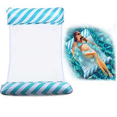 TUXUNQING Hamaca Flotante,Hamaca Piscina a Rayas,Hamaca de Agua,Hamaca de Piscina 4 en 1,Hamaca Inflable Flotante Plegable,Los Mejores Regalos de Vera