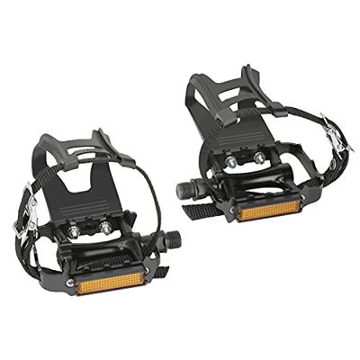 Augot Pedales de Bicicleta, Pedal híbrido con Jaula y cinturón, Adecuado Bicicleta estática Fitness, Bici Spinning y Todas Las Bicicletas con un Eje d