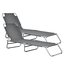 Set de 2X Tumbona Plegable Carcao 186 x 55 x 24 cm Acero hasta 110 kg Hamaca de Playa Asiento para Jardín Silla Reclinable Piscina Gris Oscuro precio
