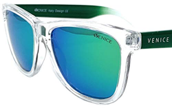 VENICE EYEWEAR OCCHIALI Gafas de sol unisex polarizadas con protección 100% UV400.(Transparente verde-espejo verde)… en oferta
