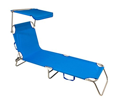 441023 Tumbona plegable con parasol JoySummer ajustable en 3 posiciones - Azul