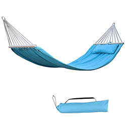 SUNNY GUARD Hamaca de Tela de algodón con Barras de separación de bambú Rectas y Bolsa de Transporte para Patio, Porche, jardín, Patio Trasero, Uso en en oferta