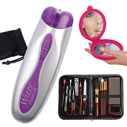 Wizzit Titanium - Depiladora con juego de manicura y maquillaje con estuche de transporte y espejo de aumento de doble cara en oferta