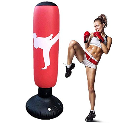 CSPone Saco de Boxeo Inflable de Pie 160 cm Rebote Inmediato para Niños y Adultos para Entrenamiento Boxeo Kick Boxing FitBoxe Fitness Practicar Karat
