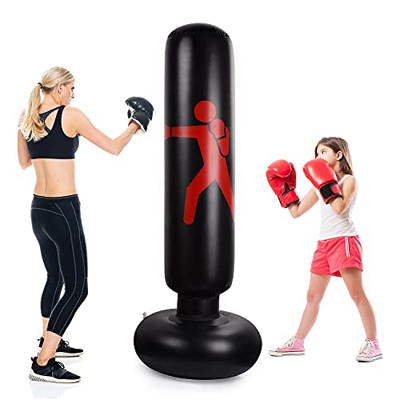 Ulikey Saco de Boxeo Inflable 160 cm, Saco de Boxeo de Pie Inflable Sacos de Arena de Boxeo Fitness, Saco de Boxeo con Bomba de Aire de Pie, para Niño