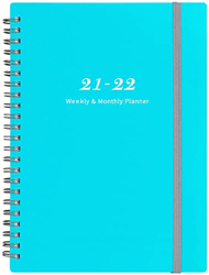 Agenda 2021-2022 - de julio de 2021 a junio de 2022, agenda semanal y mensual con pestañas, cierre elástico y papel grueso, bolsillo trasero con 21 pá características