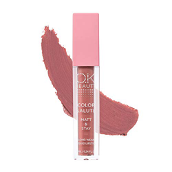 OK BEAUTY COLOR SALUTE MATT & STAY Soft Satin Long-Lasting Waterproof Liquid Matte Lipstick (Chill) en oferta