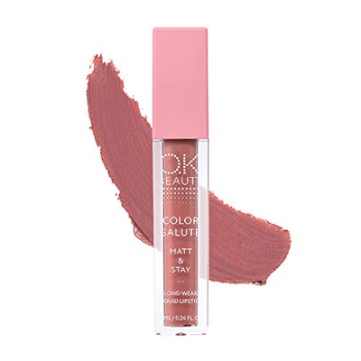 OK BEAUTY COLOR SALUTE MATT & STAY Soft Satin Long-Lasting Waterproof Liquid Matte Lipstick (Chill)