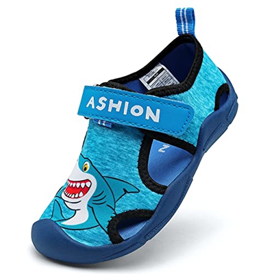 Zapatillas de Playa Piscina Natación Verano Zapatos de Agua para Niños Sandalias Cerrada de Secado Rápido,H Azul,22 EU