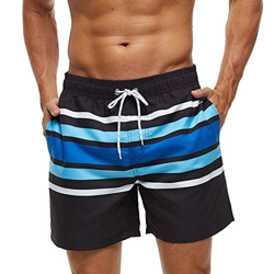 SmartQian Bañador para hombre con forro de malla y cordón ajustable. negro-blanco-azul M en oferta
