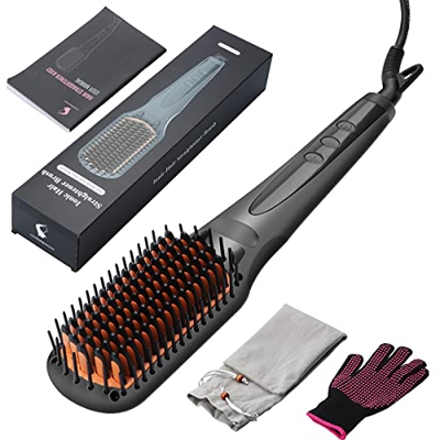 Cepillo alisador de Cabello iónico Rocketek para Mujer, Peine para Alisar Barba, cepillos de cerámica 100-230 ℃ para Mejorar el Brillo, Temperatura de