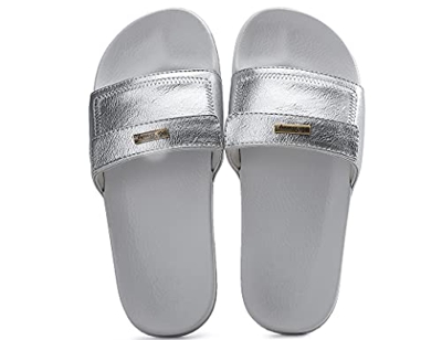 AXBOXING Chanclas Mujer Deslumbrantes/Leopardo/Dorado Sandalias Verano Piscina Playa Interior Al Aire Libre Tamaño 36-41 (Plata, numeric_40)