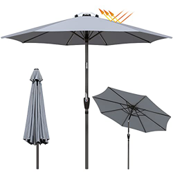 GIKPAL Sombrilla Terraza, 2.7M Parasol de Jardín Grande Sombrilla Playa Protección UV con Manivela y Botón de Inclinación para Terraza Patio Jardín Ex características