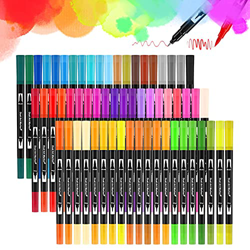 Rotuladores Acuarelables, Wellwerks 60 Bolígrafos de Acuarela Rotuladores lettering magicos doble punta pincel, Cepillo de Nylon flexibles para niños, en oferta