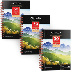Arteza Cuadernos de acuarela | 13,9x21,6 cm | Pack de 3 blocs de 30 hojas |... precio