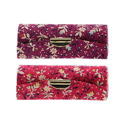 Estuche para pintalabios con espejo, diseño de flores, color rosa y morado en oferta