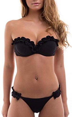 Traje de Baño de Dos Piezas Mujer Flor Push Up Traje de Baño Sujetador Acolchado para Mujer
