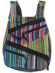 Mochila Hippie etnica Rasta, con 6 Bolsillos de Cremallera | Estilo Unisex para Mujer y Hombre | Moda Casual Urbana (Rayas Multicolor) precio